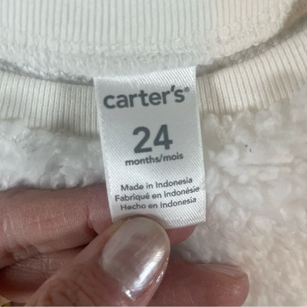NWT Carter's Baby Girls' Sherpa Neck Crew Pullover White Size‎ 24 Months